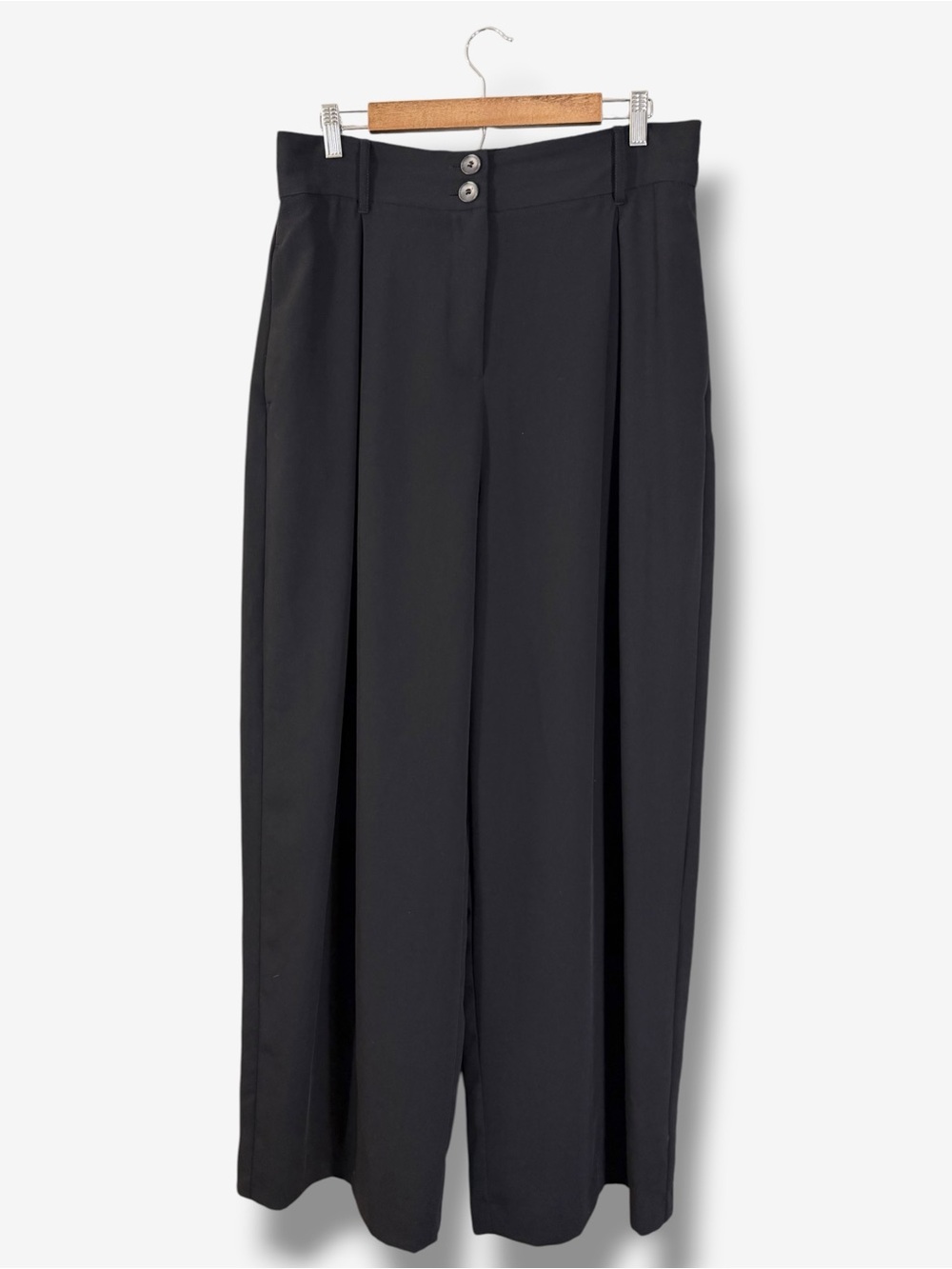 River Island Black Extreme Wide Leg High Waist Trouser Pants Size US 12 (UK 18)